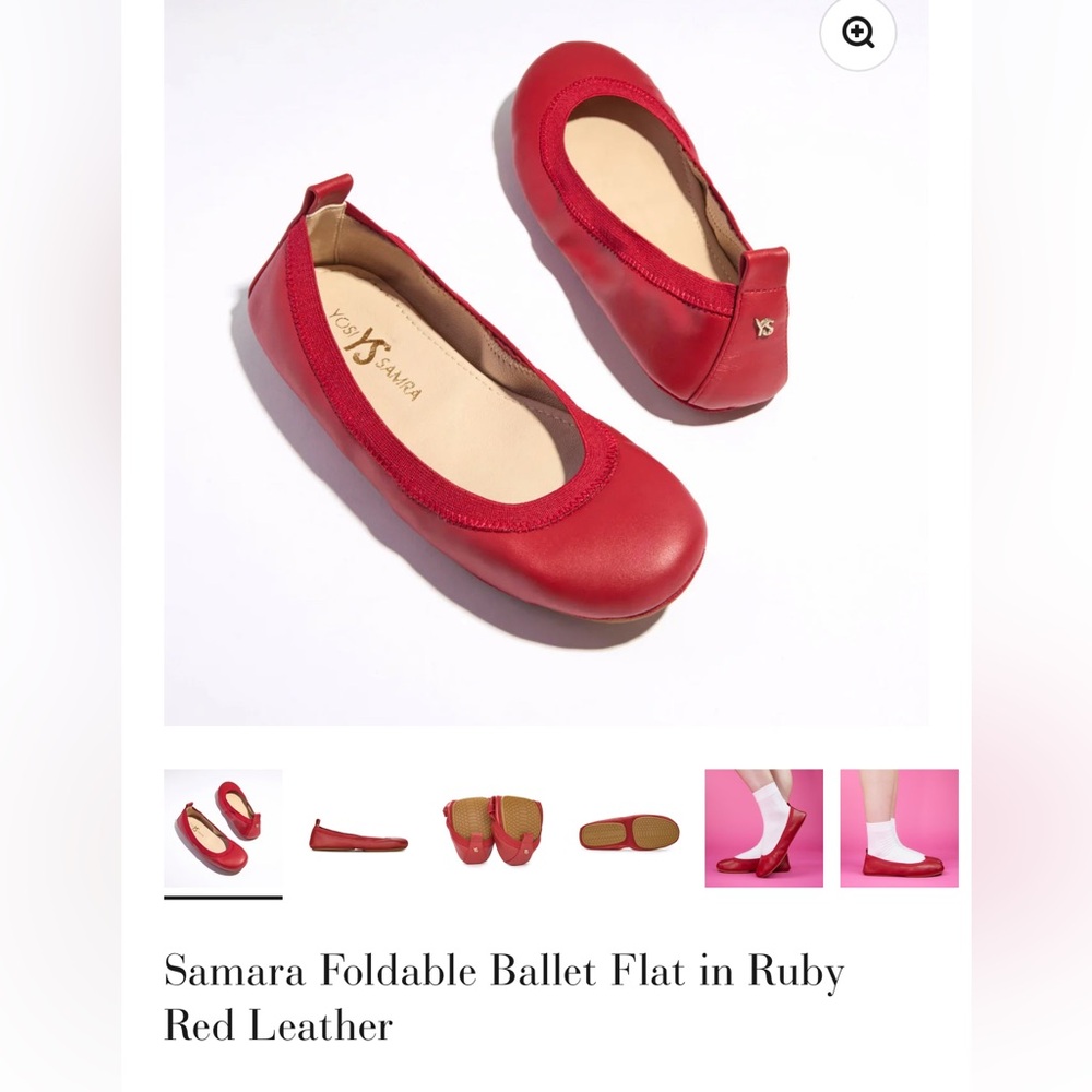 Yosi Samra - Samara Leather Foldable Ballet Flat in Ruby Red.  Size 9 women’s